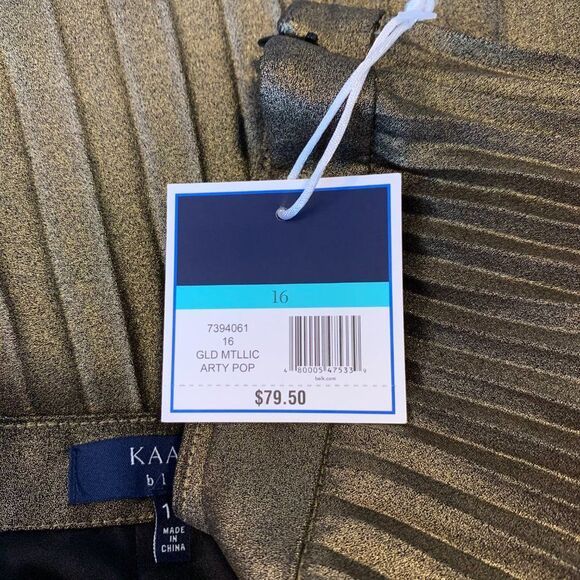 KAARI blue Women Skirt Size 16 Gold Metallic Pleated Midi - Picture 10 of 10